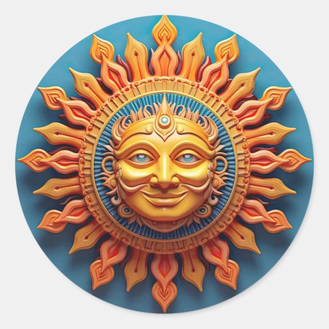 Sonnengott Runder Aufkleber (Vorderseite)