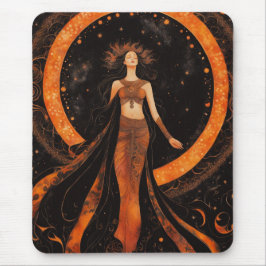 Sonnengöttin in Orange & Black Mousepad
