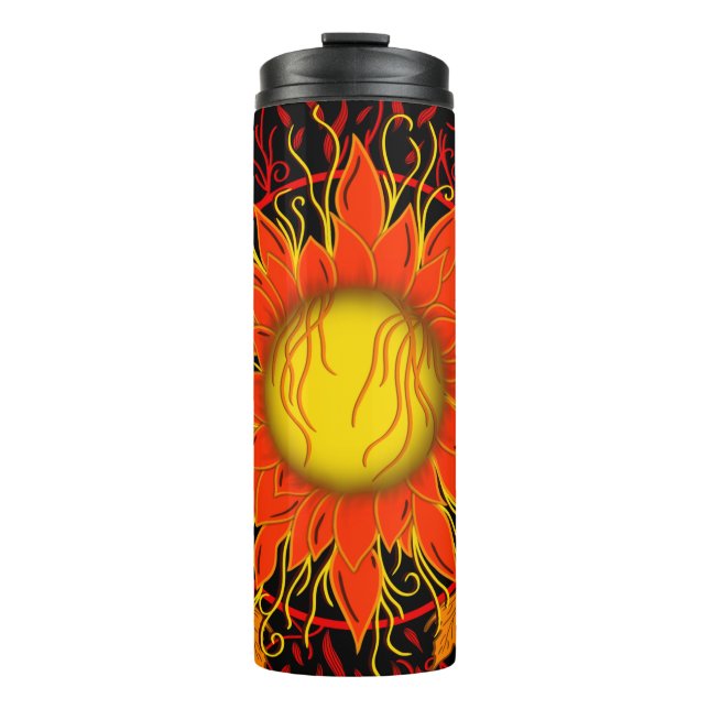 Sonnenhang, Orangensonne Abstrakte Kunst Thermosbecher (Vorderseite)