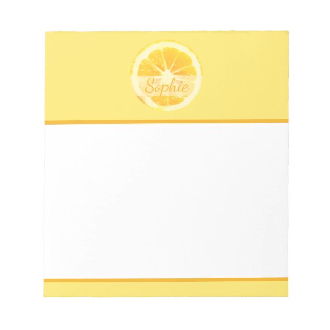 SONNENHELL FRISCHES GELBE PERSONALISIERTER LEMONFR NOTIZBLOCK (Vorderseite)