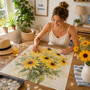 Sonnenhelle Wasserfarben-Bouquet Schwarze-Augen-Su