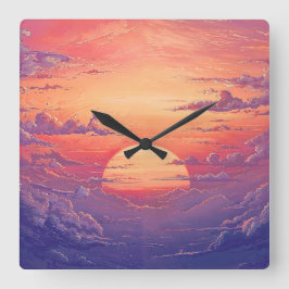 Sonnenhorizont - Lebendiger malerischer Illustrati Quadratische Wanduhr