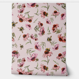 Sonnenhutfarben Echinacea Bienen Muster Tapete