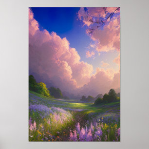 Sonnenkissenfeld grünes Gras Poster