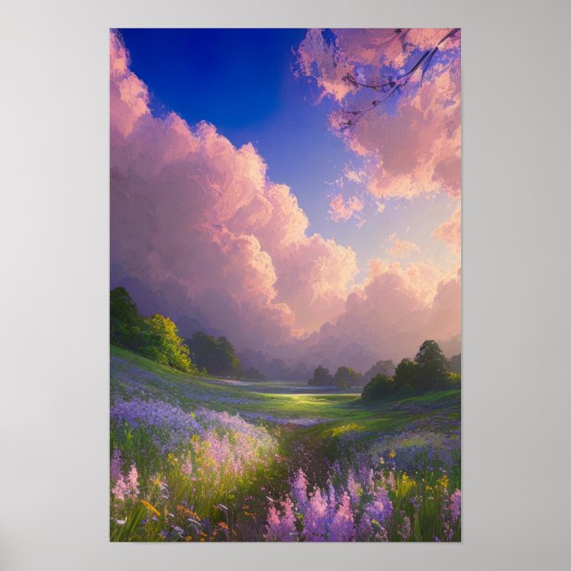 Sonnenkissenfeld grünes Gras Poster (Vorne)