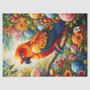 Sonnenkonure-Papagei Bunte Blumen Decoupage Seidenpapier