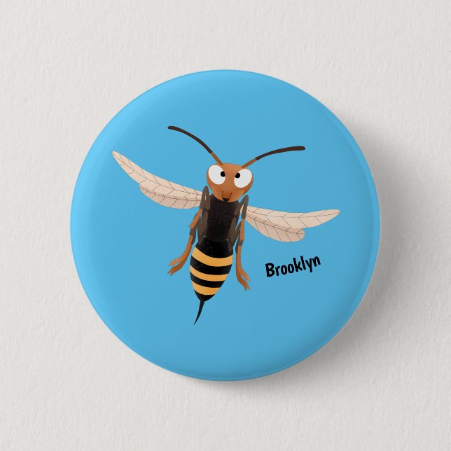 Sonnenlich wütende Hornet Wespe Cartoon Illustrati Button (Vorderseite)