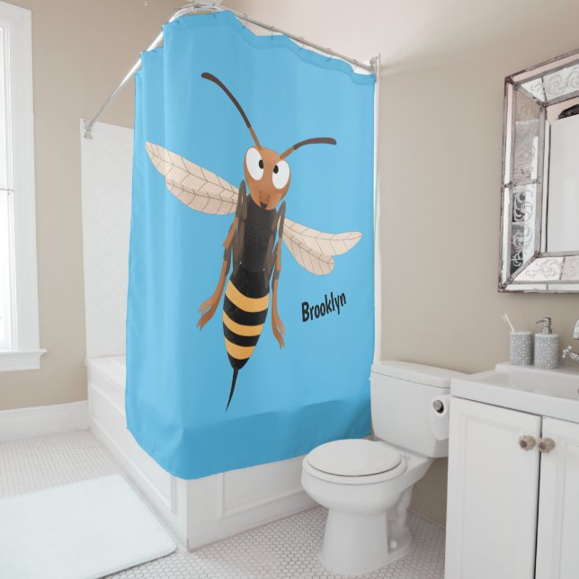 Sonnenlich wütende Hornet Wespe Cartoon Illustrati Duschvorhang (Beispiel)