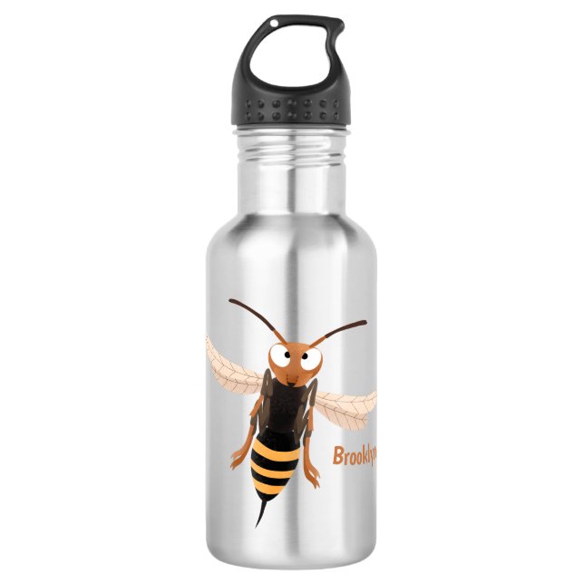 Sonnenlich wütende Hornet Wespe Cartoon Illustrati Edelstahlflasche (Vorderseite)