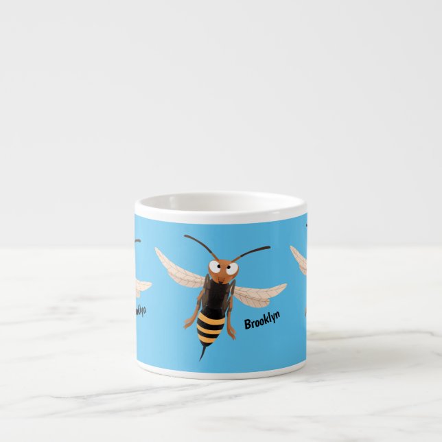 Sonnenlich wütende Hornet Wespe Cartoon Illustrati Espressotasse (Vorderseite)