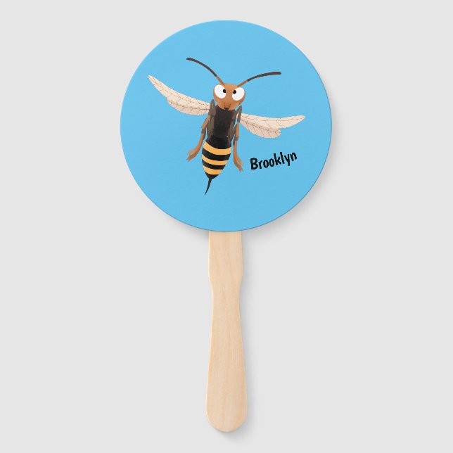 Sonnenlich wütende Hornet Wespe Cartoon Illustrati Fächer (Vorderseite)