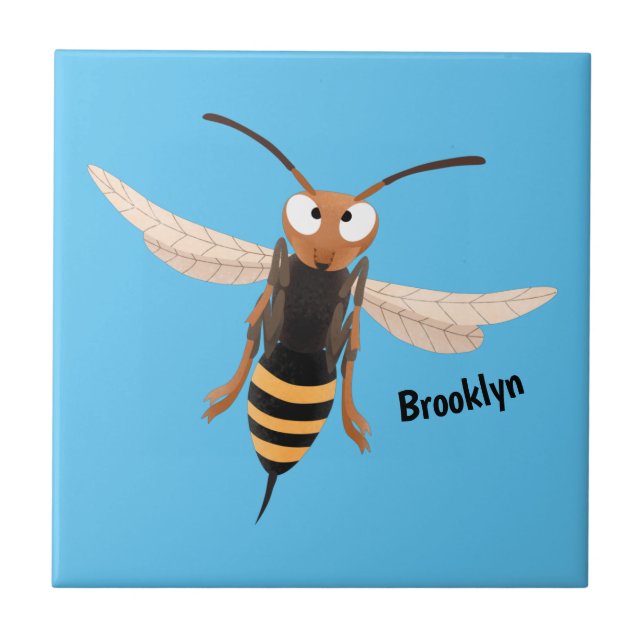 Sonnenlich wütende Hornet Wespe Cartoon Illustrati Fliese (Vorderseite)