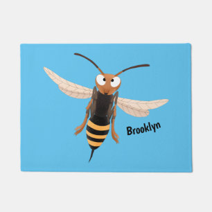 Sonnenlich wütende Hornet Wespe Cartoon Illustrati Fußmatte