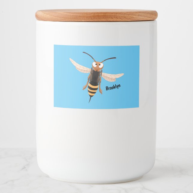 Sonnenlich wütende Hornet Wespe Cartoon Illustrati Lebensmitteletikett (Vorderseite)