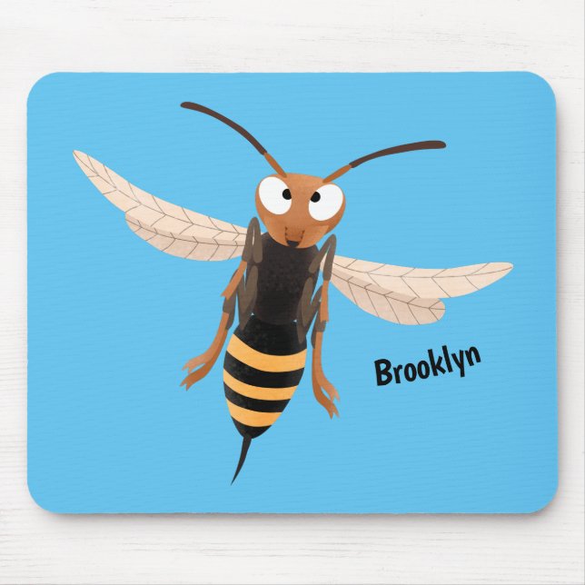 Sonnenlich wütende Hornet Wespe Cartoon Illustrati Mousepad (Vorne)