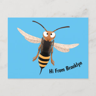 Sonnenlich wütende Hornet Wespe Cartoon Illustrati Postkarte
