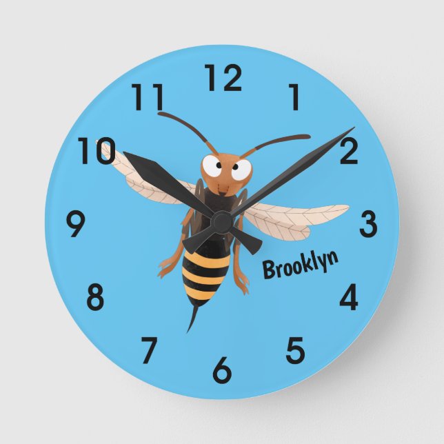 Sonnenlich wütende Hornet Wespe Cartoon Illustrati Runde Wanduhr (Vorderseite)