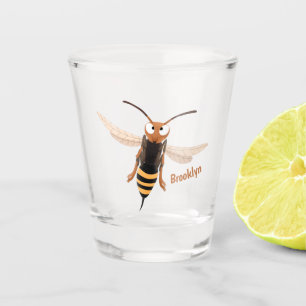 Sonnenlich wütende Hornet Wespe Cartoon Illustrati Schnapsglas