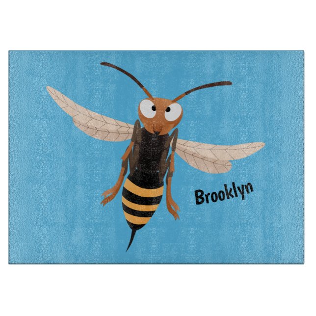 Sonnenlich wütende Hornet Wespe Cartoon Illustrati Schneidebrett (Vorderseite)