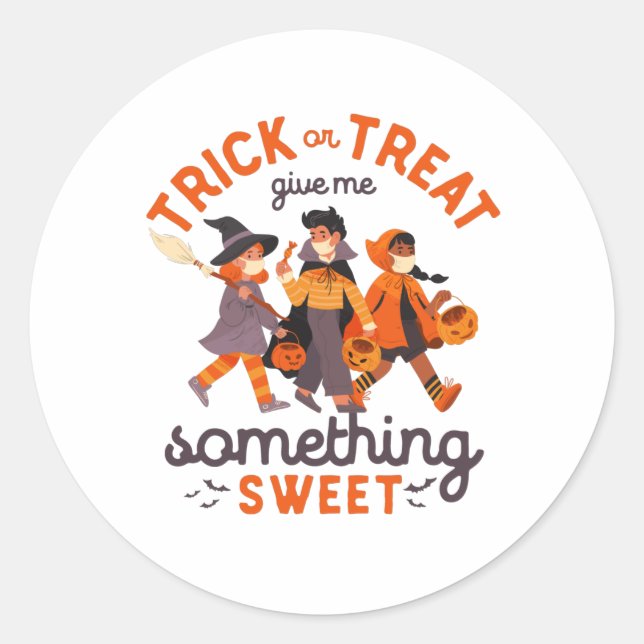 Sonnenliche Halloween-Kids auf Trick oder Treat Runder Aufkleber (Vorderseite)