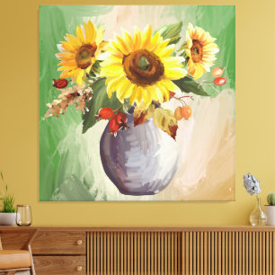 Sonnenliche Ruhe: Sonnenblumen im Blut Leinwanddruck