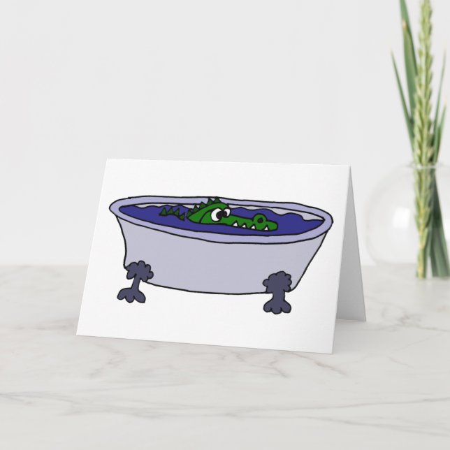 Sonnenlicher Alligator im Cartoon der Badewanne Karte (Vorderseite)