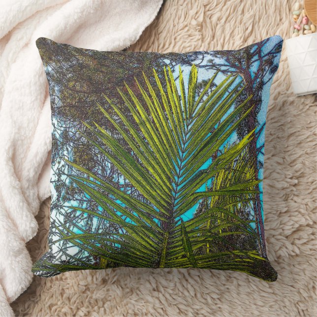 Sonnenlicht an den Palm Fronds Kissen (Decke)