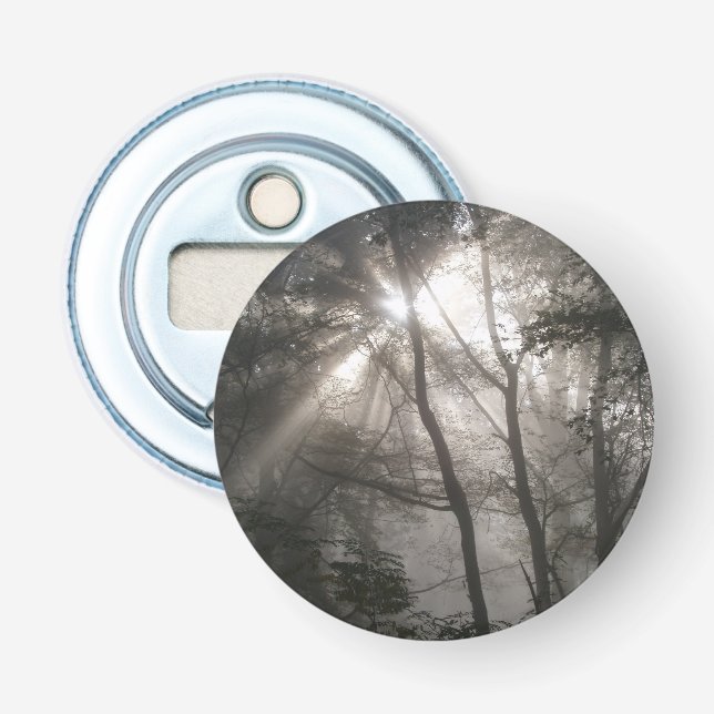 Sonnenlicht durch Bäume dunkles Wald Flaschenöffner (Vorderseite)