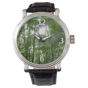 Sonnenlicht durch Regenwaldkanopie tropisches Grün Armbanduhr
