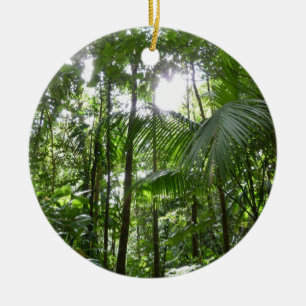 Sonnenlicht durch Regenwaldkanopie tropisches Grün Keramik Ornament