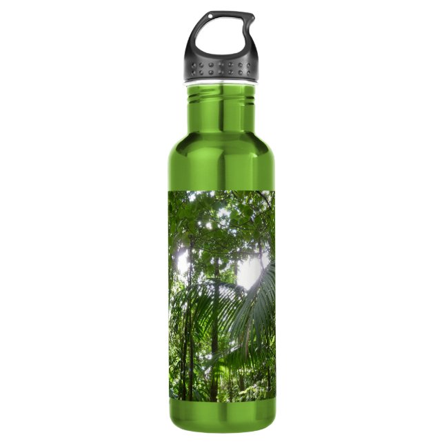 Sonnenlicht durch Regenwaldkanopie tropisches Grün Trinkflasche (Vorderseite)