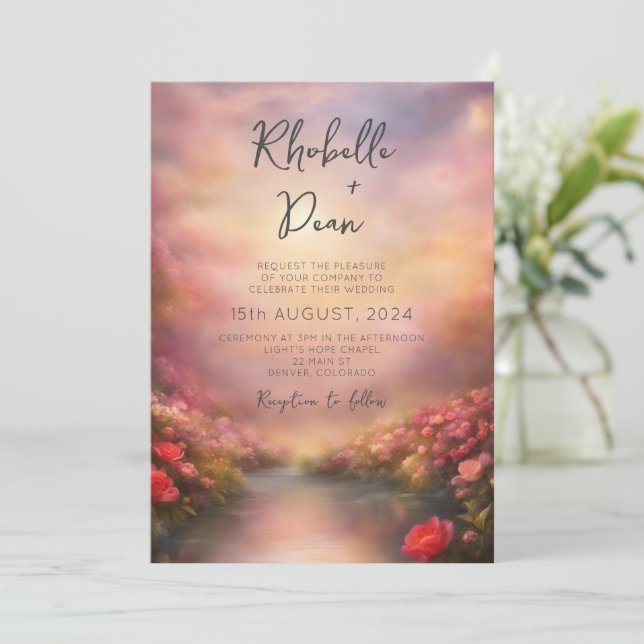 Sonnenlicht flüstert durch Blume, die Hochzeit mal Einladung (Stehend Vorderseite)