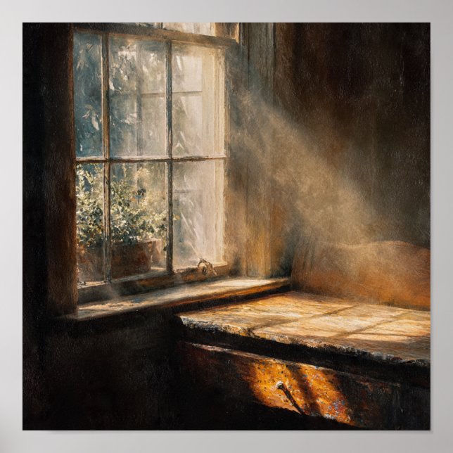 Sonnenlicht in Heirloom Küche Fenster Poster (Vorne)