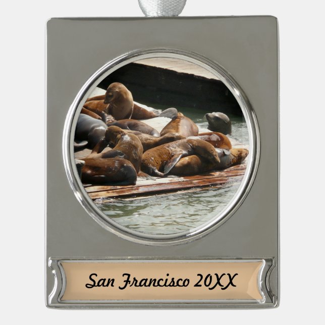 Sonnenlicht in San Francisco Banner-Ornament Silber (Vorderseite)