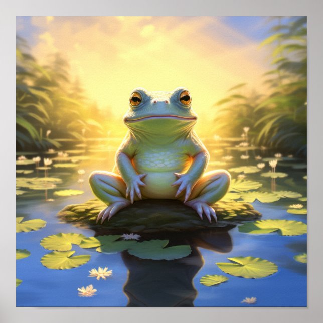 Sonnenlicht: Majestic Frog Relaxen auf Lillypa Poster (Vorne)