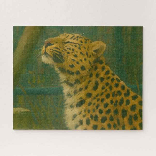 Sonnenlicht - Ruhender Leopard im Waldlicht (Horizontal)