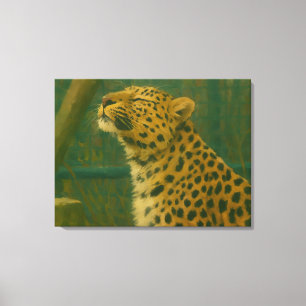 Sonnenlicht - Ruhender Leopard im Waldlicht Leinwanddruck