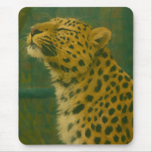 Sonnenlicht - Ruhender Leopard im Waldlicht Mousepad