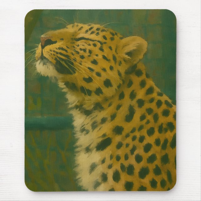 Sonnenlicht - Ruhender Leopard im Waldlicht Mousepad (Vorne)