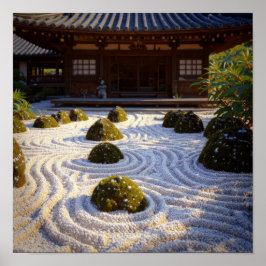 Sonnenlicht & Schatten - Raked Gravel Zen Garden Poster