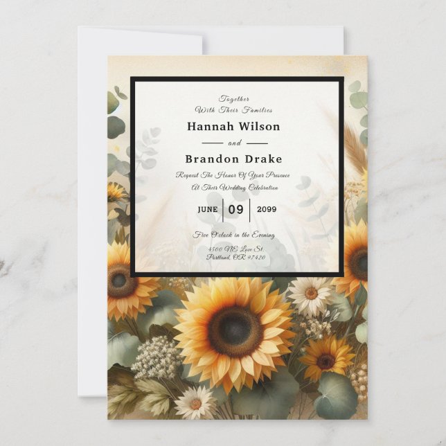 Sonnenlicht Sommersonnenblumen blühen Einladung (Vorderseite)