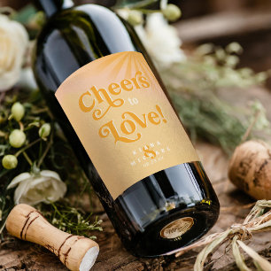 Sonnenlicht-Typografie Hochzeits-Cheers Orange ID1 Weinetikett