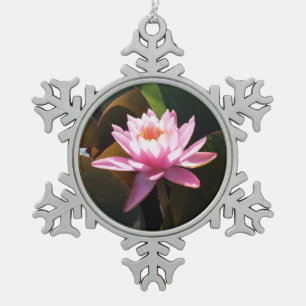Sonnenlicht Wasserlilie Rosa Blumengarten Schneeflocken Zinn-Ornament
