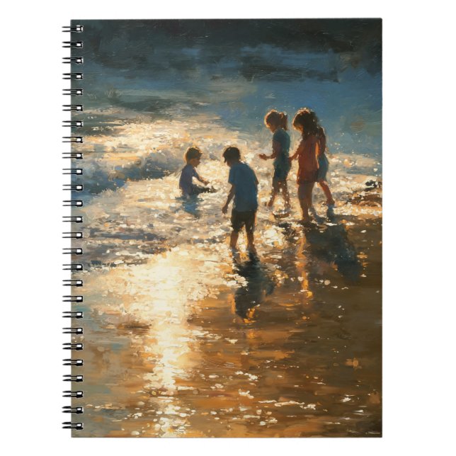 Sonnenlichte Kinder, die Strandbilder machen Notizblock (Vorderseite)