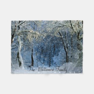 Sonnenlichtschnee Winterwald Name Fleece Blankon
