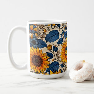 Sonnenlichtuntergang: Muster für Sonnenblumen Kaffeetasse