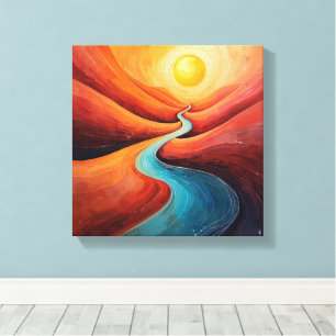Sonnenlichtweg - Abstrakte Flusslandschaft Kunstdr Leinwanddruck