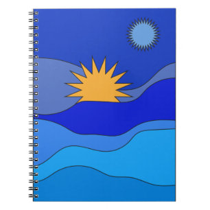 Sonnenmondhügel abstrakte Landschaft blau Notizblock