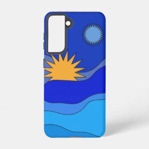 Sonnenmondhügel abstrakte Landschaft blau Samsung Galaxy Hülle