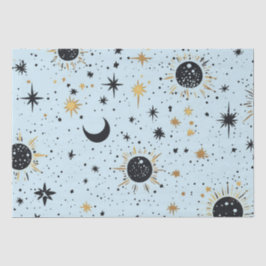 Sonnenmondstars aus Schwarz, Gold und Blau Seidenpapier